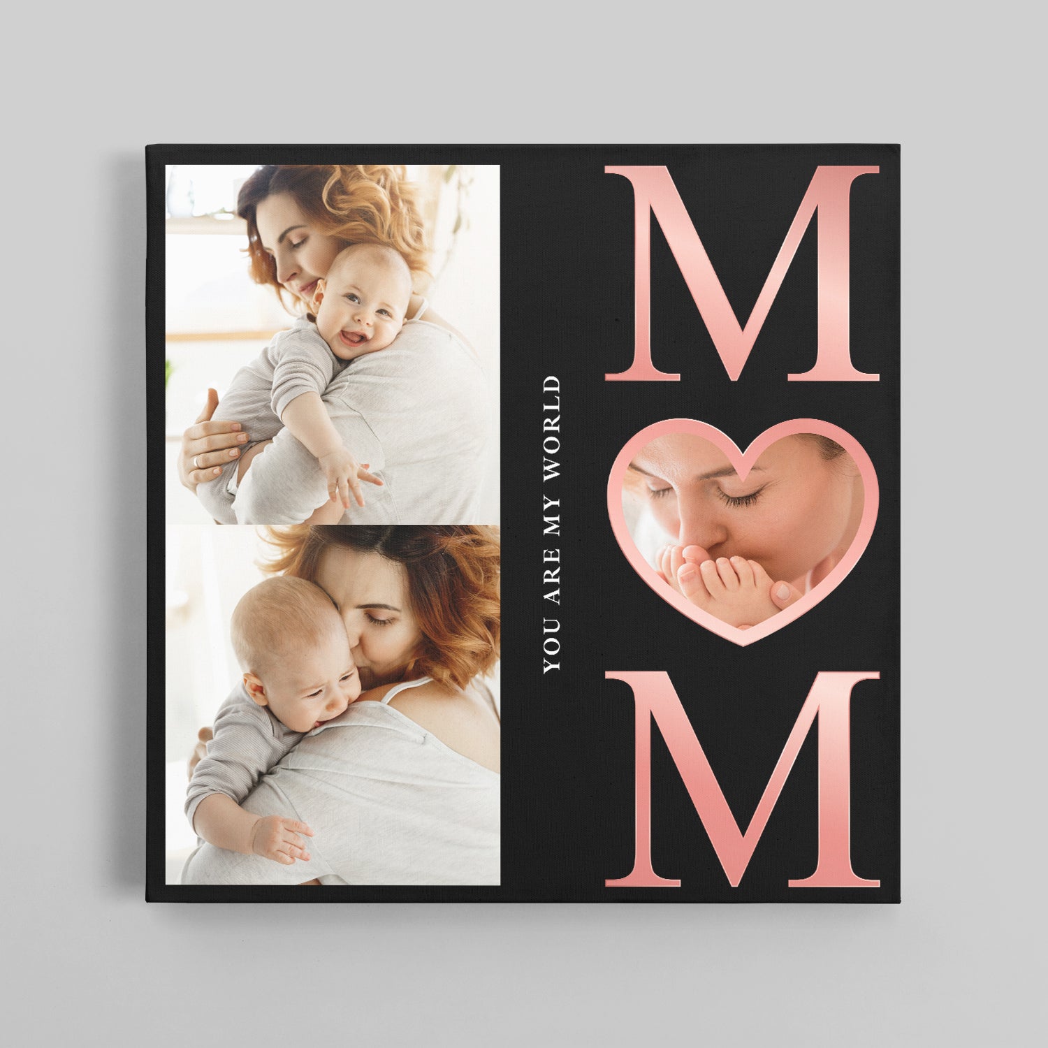 Personalized Mom Photo Collage Canvas Wall Art Custom 3 Photos
