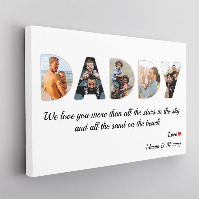 Daddy Custom Photo - Customizable White Background Canvas