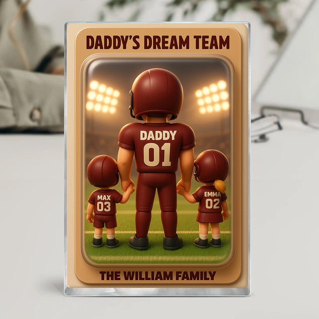 Daddy's Team Football - Personalized Family Name Acrylic Plaque