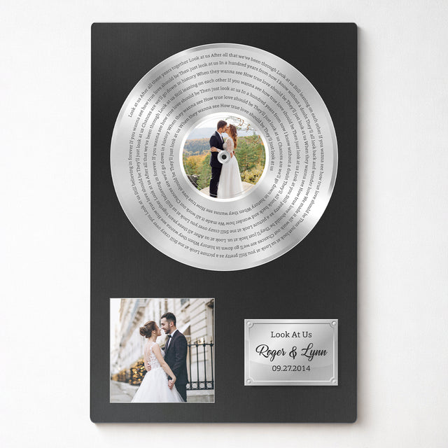 Personalized Gold Vinyl Photo & Song Lyrics Metal Print