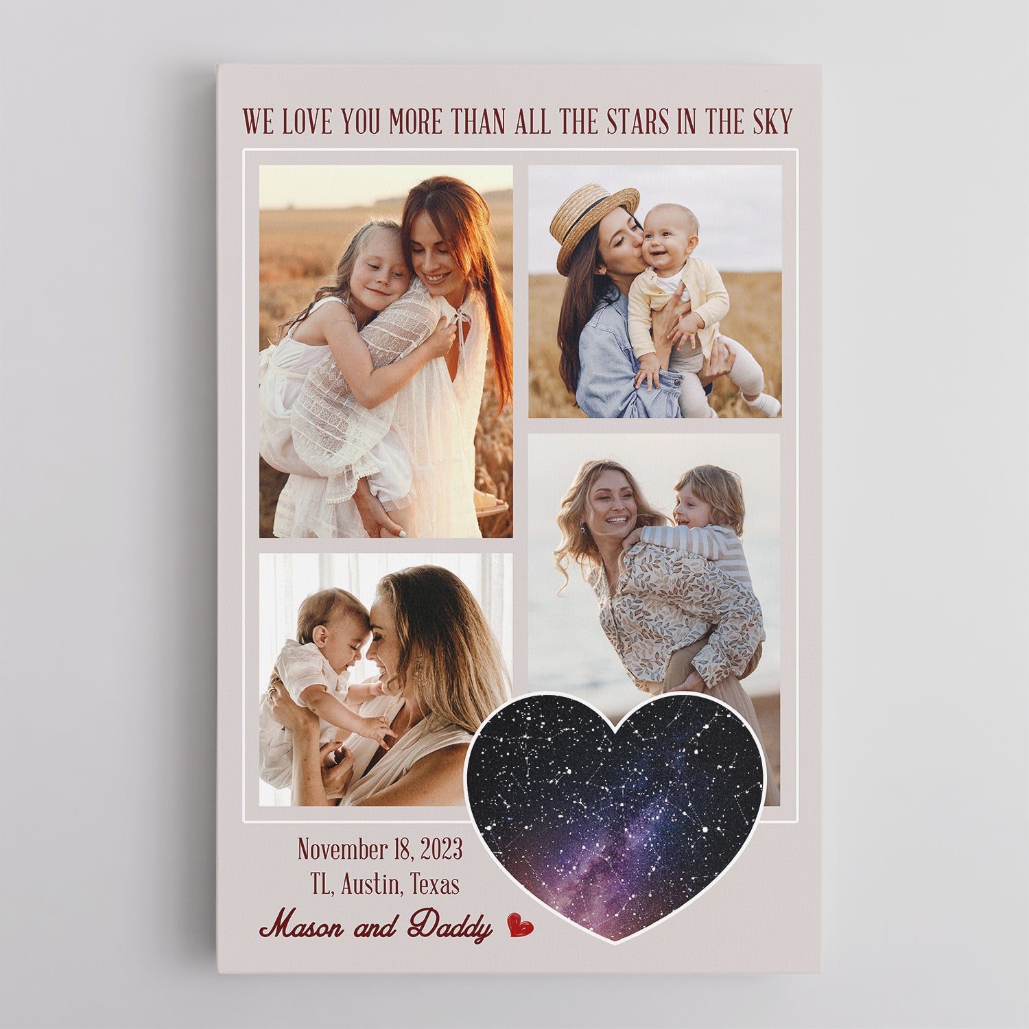 Mom Star Map Photo Collage Canvas Print Custom 4 Pictures