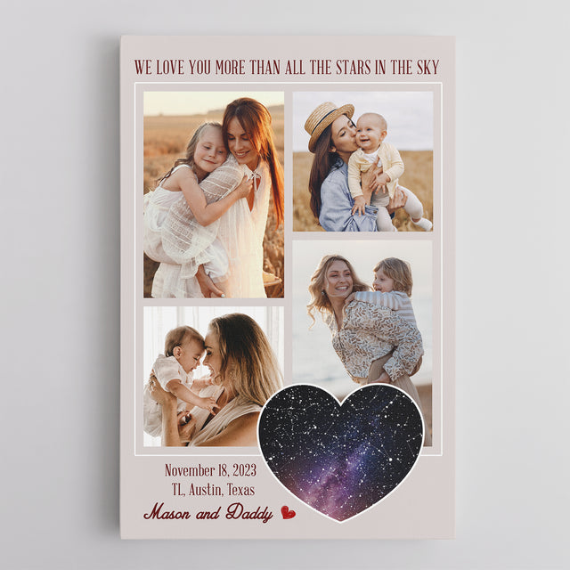 Mom Star Map Photo Collage Canvas Print Custom 4 Pictures