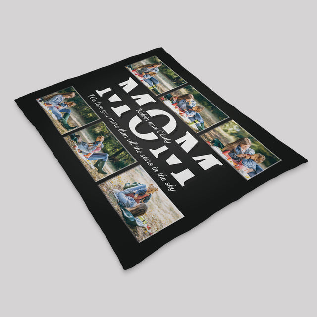 Mom Custom Photo, 6 Pictures, Customizable Name And Text Blanket