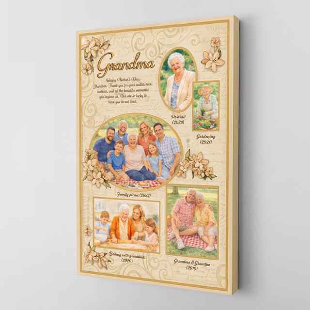 Personalized Grandma Canvas – Custom Photo Collage Gift for Grandma