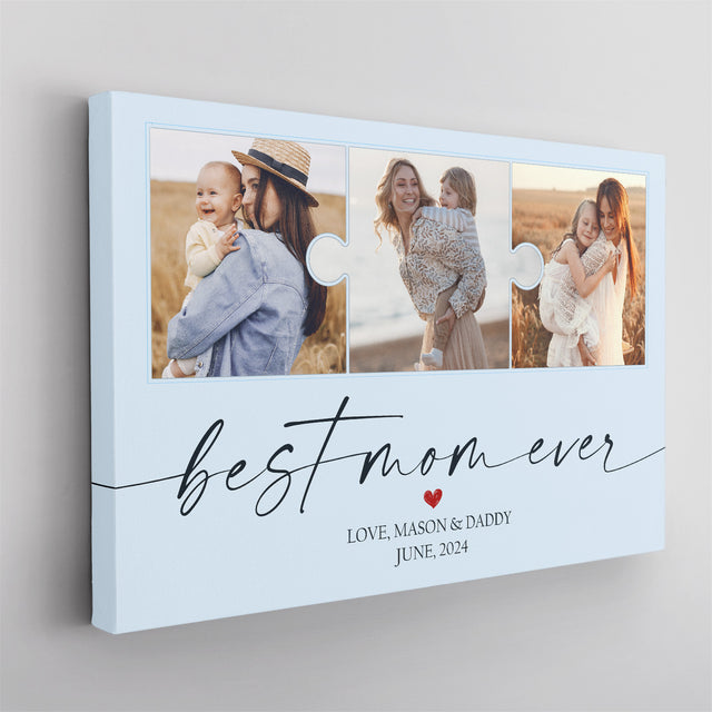 Best Mom Ever Photo Collage Canvas Print Light Blue Background