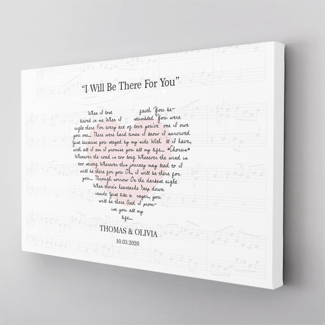 Custom Song Lyrics Heart Shape, Customizable Name, Date Canvas