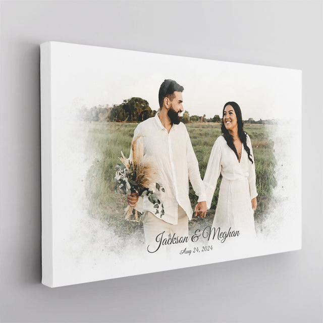 Custom Watercolor Family Portrait Canvas