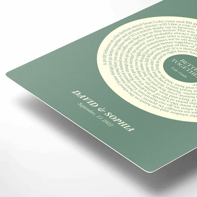 Personalized Minimal Song Lyrics Metal Print