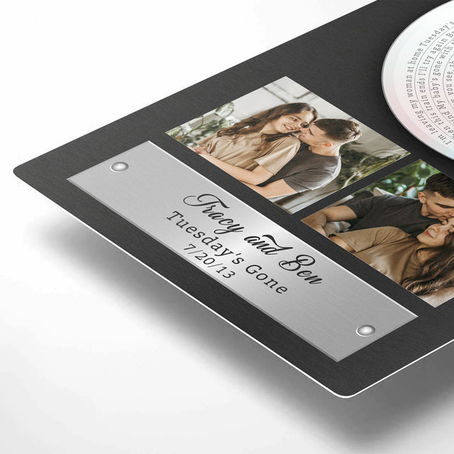 Personalized Vinyl Song Lyrics Photo Metal Print – Valentine’s Day & Anniversary Gift