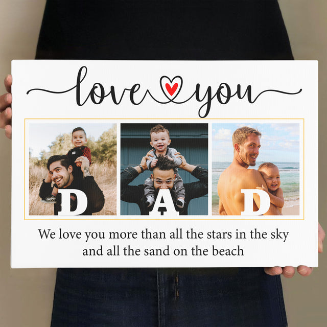 Love You Dad Custom Photo - Customizable White Background Canvas
