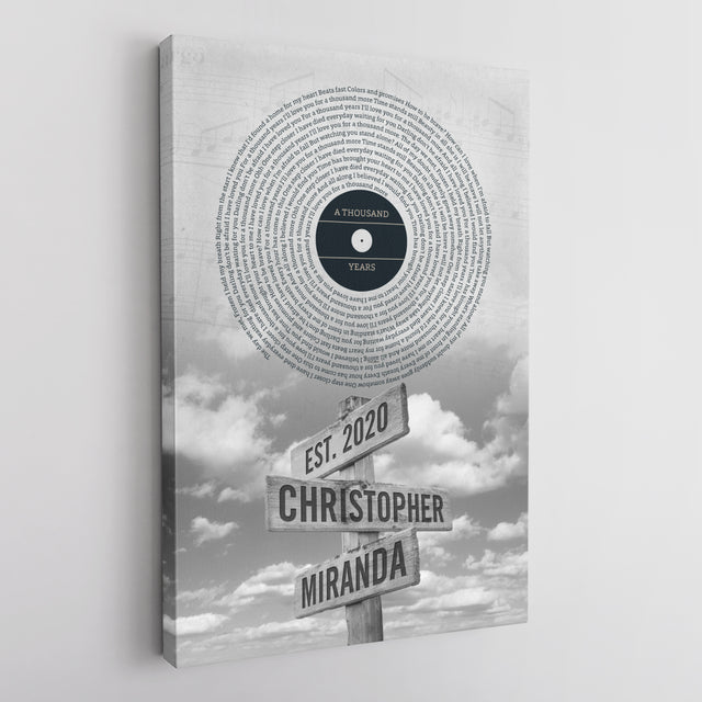 Custom Song Lyrics And Text, Street Sign, Canvas Wall Art