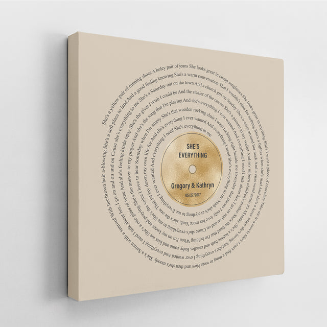 Vintage Harmony Square Canvas, Customize Song Lyric Art Prints