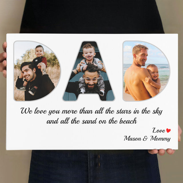 Daddy Custom Photo - Customizable White Background Canvas