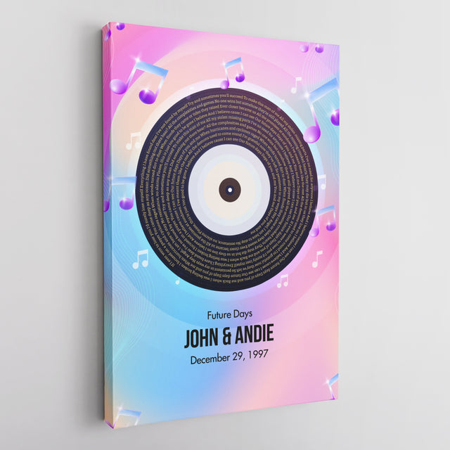 Gradient Personalized Canvas, Song Lyrics On Wall Art