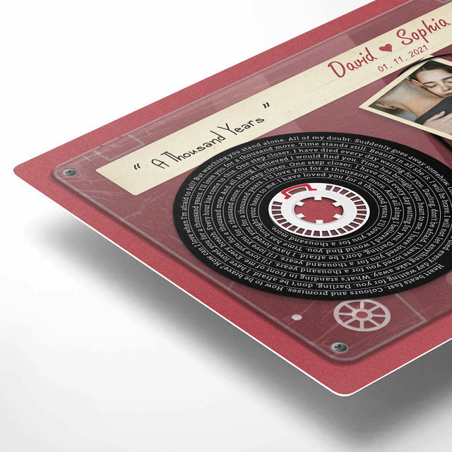Personalized Cassette Photo & Song Lyrics Metal Print