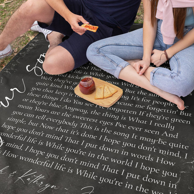 Minimalist Custom Song Lyric Picnic Blanket