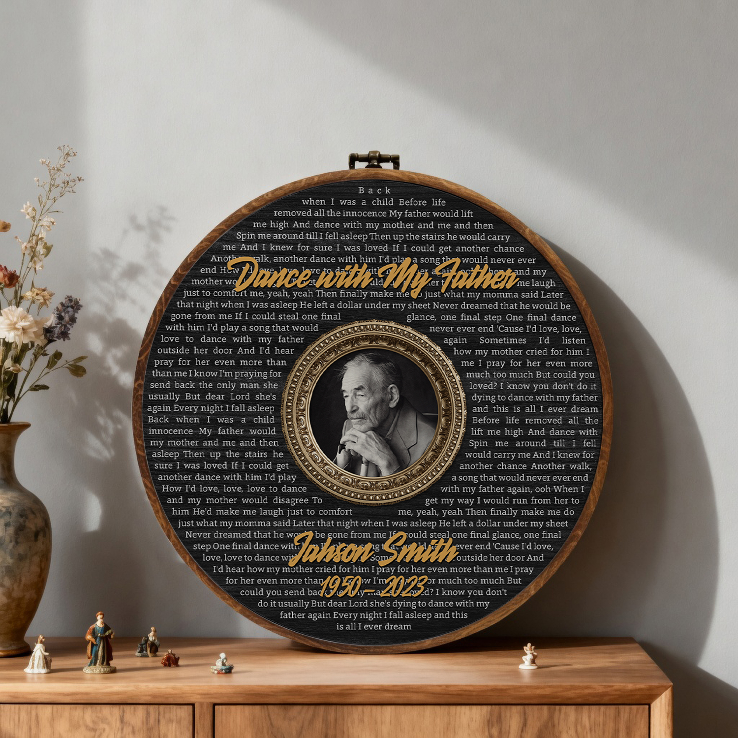 Personalized Song Lyrics Vinyl Record - Framed Round Wall Art - TONI05