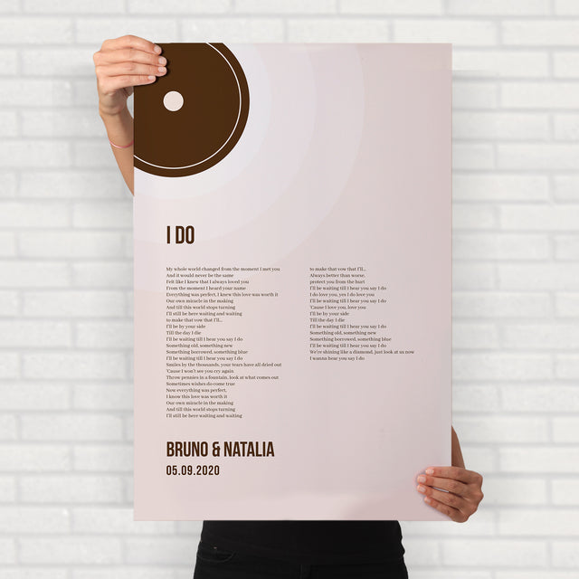 Custom Song Lyrics Print, Pastel Sand Vinyl Record Wall Art
