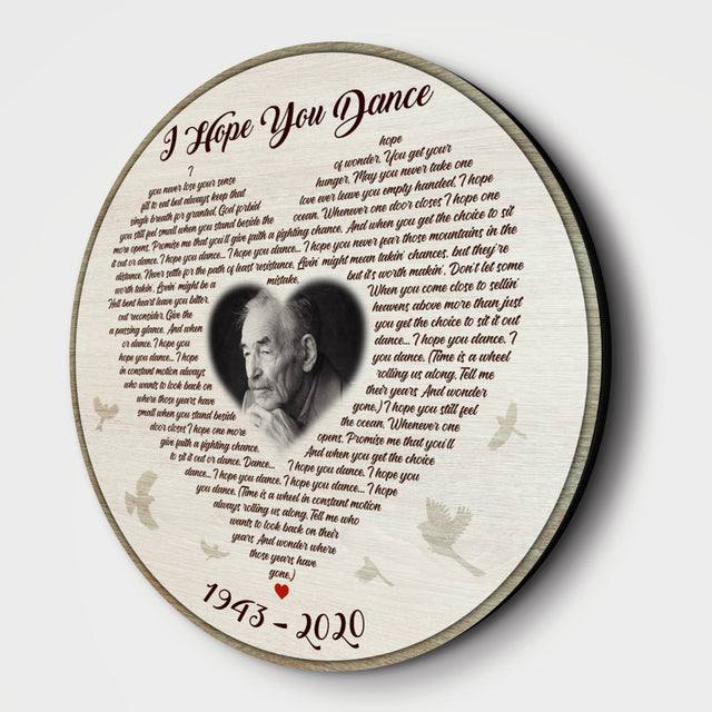 Personalized Round Wood Sign with Custom Photo and Lyrics, Memorial Gifts