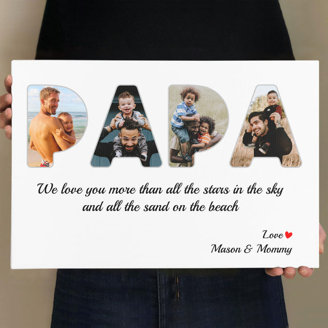 Daddy Custom Photo - Customizable White Background Canvas