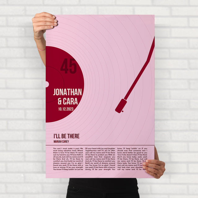 Song Lyrics Framed Print, Minimalist Tickled Pink Vinyl Record Wall Art