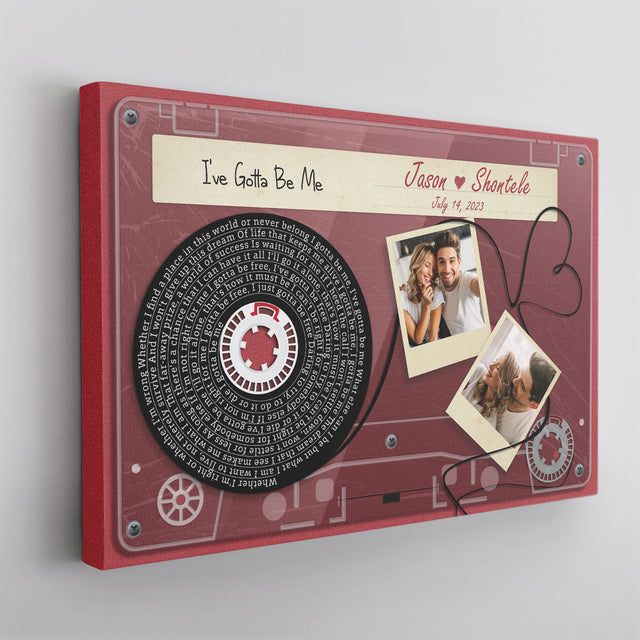 Personalized Song Lyrics and Photo Cassette Tape Canvas