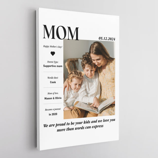 Personalized Mom Profile Photo Canvas Wall Art
