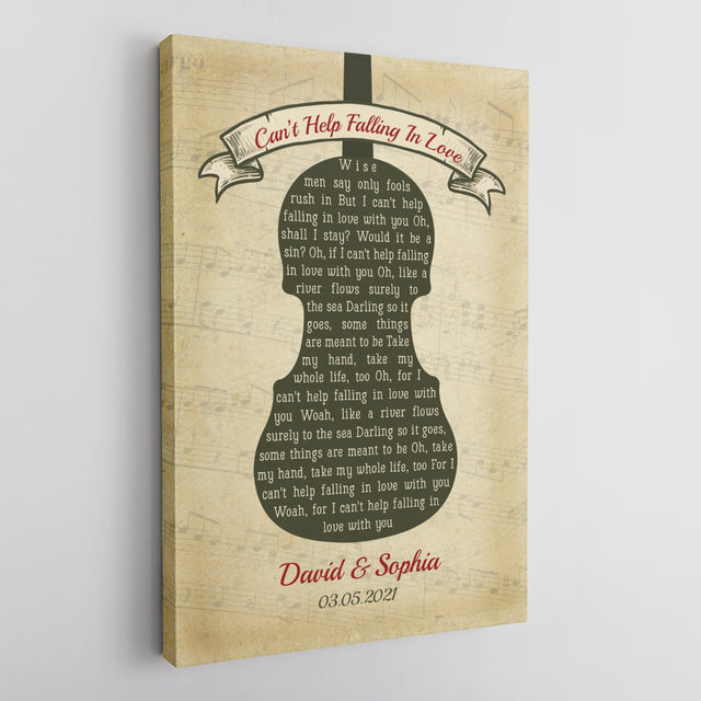 Custom Song Lyrics And Text, Violin Art, Canvas Wall Art