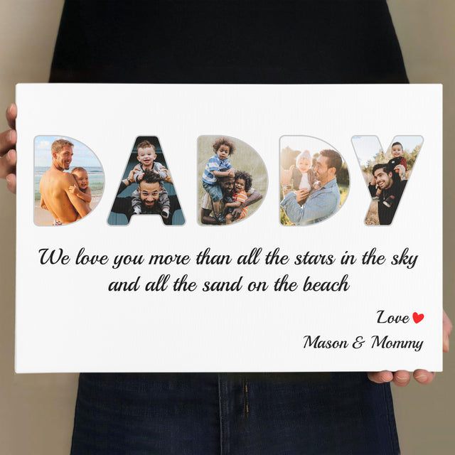Daddy Custom Photo - Customizable White Background Canvas