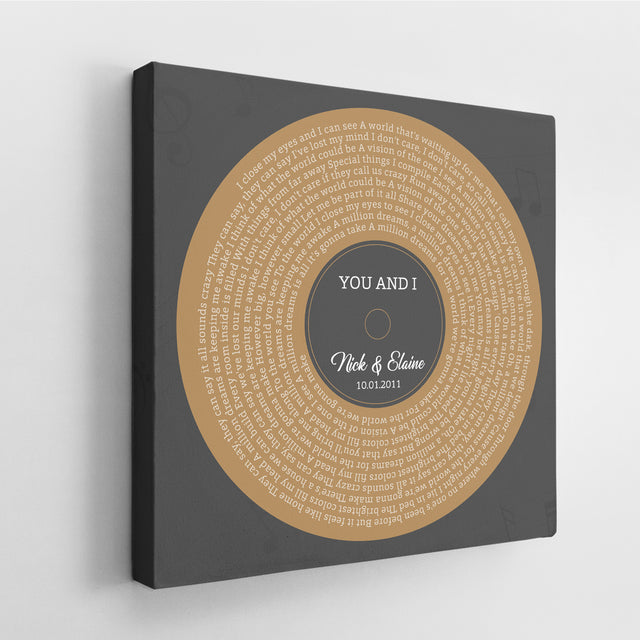 Melody Square Canvas Print, Customize Song Lyrics & Name Wall Art