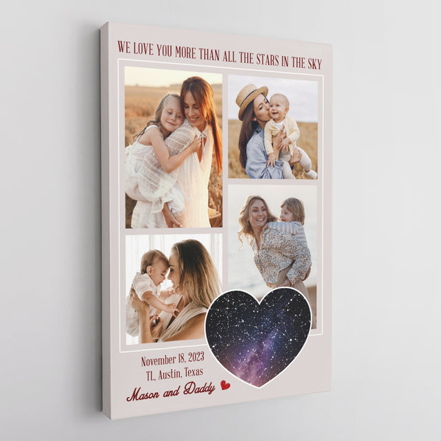 Mom Star Map Photo Collage Canvas Print Custom 4 Pictures