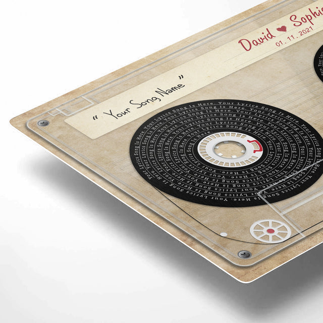 Personalized Cassette Tape Song Lyrics Metal Print