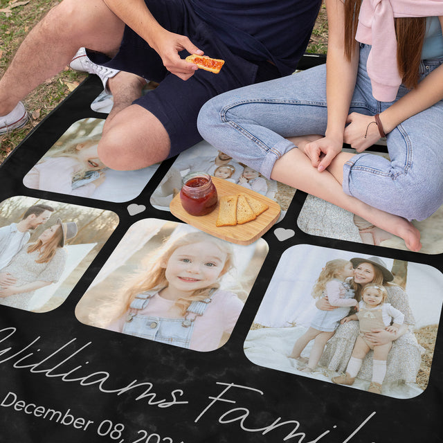 Custom Heart Collage Picnic Blanket