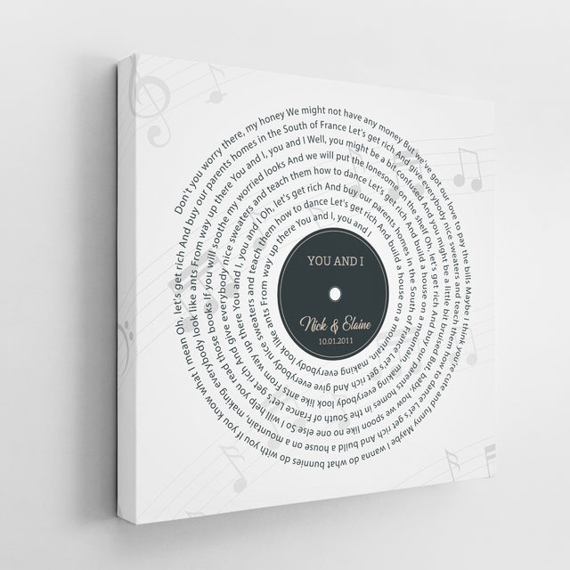 Custom Song Lyrics And Text White Background Canvas