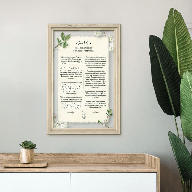 Personalized Wedding Vows 2 Layered Mix Wooden Art 8x12 inch TN01