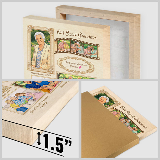 Personalized Grandma Photo Canvas – Custom Family Memory Gift for Grandma