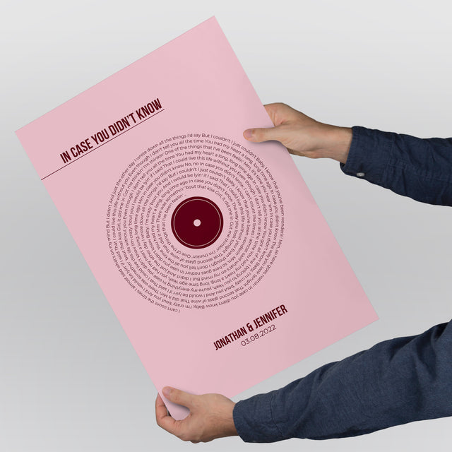 Tickled Pink Vinyl Record, Custom Song Lyrics Framed Art Print