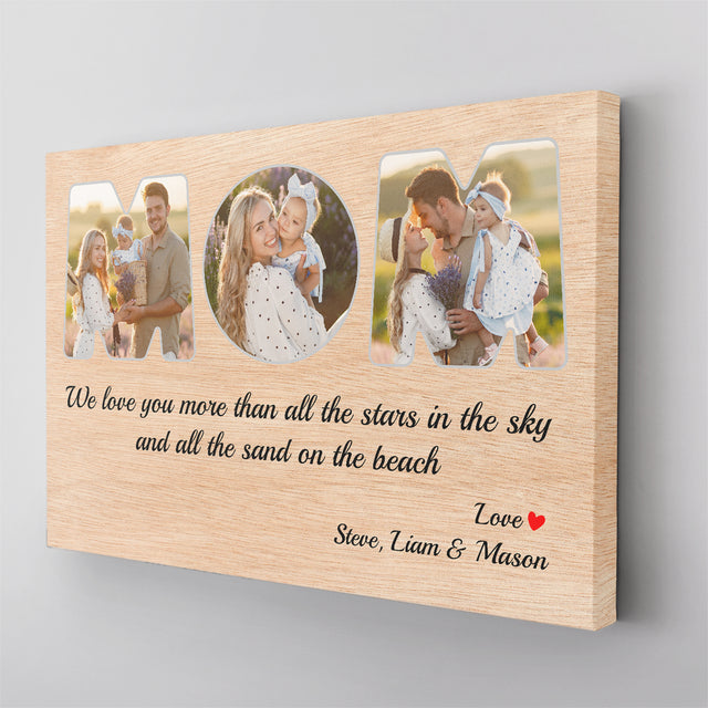 Mom Custom Photo - Customizable Light Wood Background Canvas