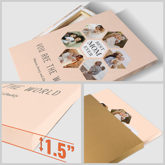 Best Mom Ever Custom Hexagon Photo Collage Canvas 6 Pictures