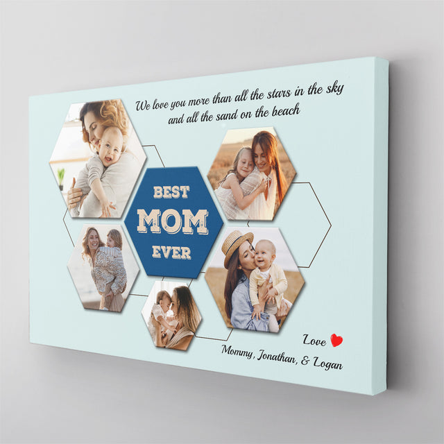 Best Mom Ever Custom Hexagon Photo Collage Canvas 5 Pictures