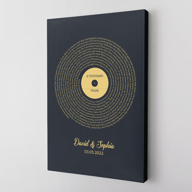 Custom Song Lyrics And Customizable Text Navy Background Canvas