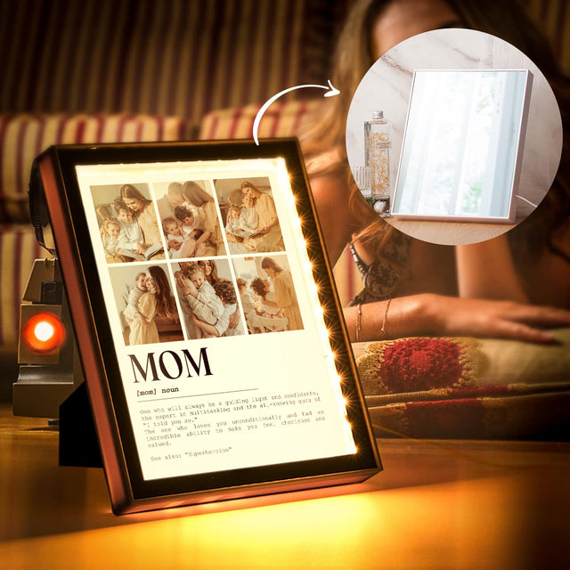 Photo Collage & Mom Definition - Custom LED Mirror Frame Lamp