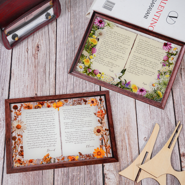 Personalized Wedding Vows 2 Layered Mix Wooden Art 12x8 inch KA05