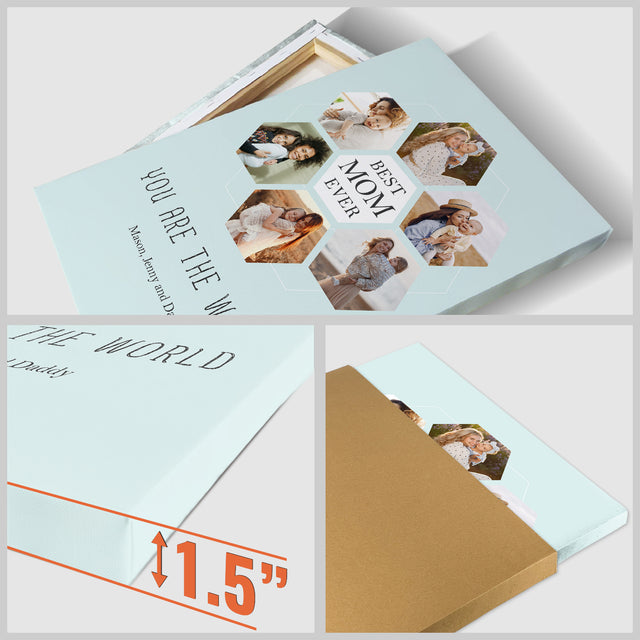 Best Mom Ever Custom Hexagon Photo Collage Canvas 6 Pictures