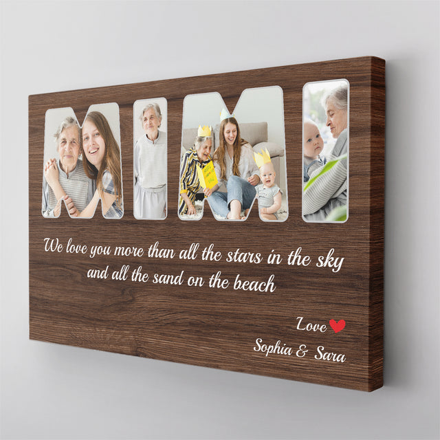 MiMi Custom Photo - Customizable Dark Wood Background Canvas