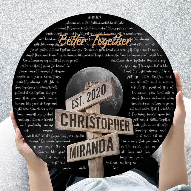 Custom Song Lyrics, Customizable Song Name And Text, Street Sign Style, Round Wood Sign