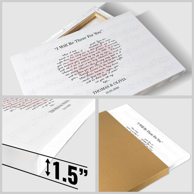 Custom Song Lyrics Heart Shape, Customizable Name, Date Canvas