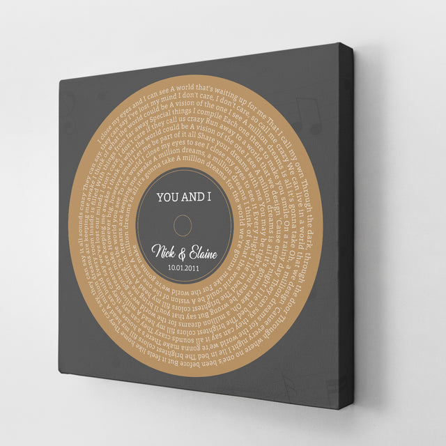 Melody Square Canvas Print, Customize Song Lyrics & Name Wall Art