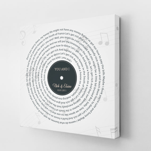 Custom Song Lyrics And Text White Background Canvas