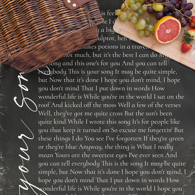 Minimalist Custom Song Lyric Picnic Blanket